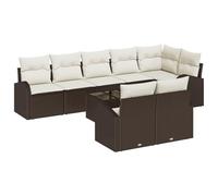 vidaXL Set di Divani da Giardino a 8 Pezzi con Cuscini in Polyrattan Grigio