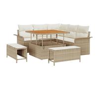 vidaXL Set Divano da Giardino di 8 Pezzi con Cuscini Beige Rattan Piedini Regolabili Modulare Mobili da Esterno per Patio Design Contemporaneo Crema Angolare Sezionale