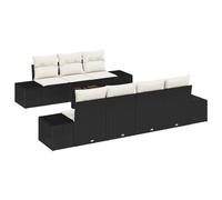 vidaXL Set Divano da Giardino da 8 Pezzi con Cuscini Nero Polyrattan