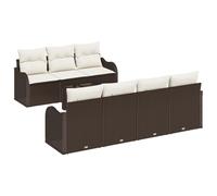 vidaXL Set da Giardino 8 Pezzi con Cuscini Marroni in Rattan Sintetico, Mobili Modulari per 4 Persone, Resistenti alle Intemperie, Disposizione Flessibile per Il Lounge Estivo in Terrazza