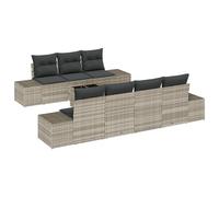 vidaXL Set da Giardino 8 Pezzi in polirattan Grigio Chiaro di con Cuscini, Perfetto per cene e Relax all'aperto. Mobili Ideali per Un Lounge Moderno sulla terrazza.