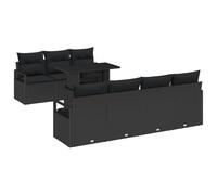 vidaXL Set da Giardino 8 Pezzi con Cuscini Rattan Polivalente Nero, Divano da Giardino 2 Posti con Spazio di Stoccaggio e Cuscini Rattan Polivalente Nero