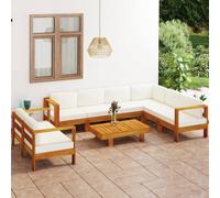 vidaXL Set da Giardino 8 pz con Cuscini 100x60 cm Legno di Acacia
