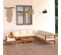 vidaXL Set da giardino 9 pezzi con cuscini 100x60 cm in legno di acacia