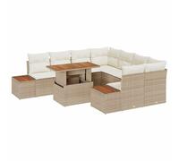 vidaXL Set da Giardino 9 Pezzi con Cuscini Beige in Rattan Sintetico, 3 Posti, Design Modulare e Regolabile per Balcone e Patio, Mobili Lounge Contemporanei, Collezione Terrazza Divano