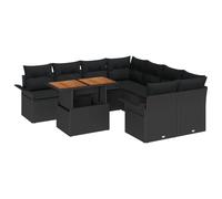 vidaXL Set da Giardino 9 Pezzi, con Cuscini Imbottiti in Rattan Nero. È modulare, Perfetto per 7 Persone, Resistente alle intemperie e con Piedini Regolabili. Mobili Moderni per pranzi all'aperto, c