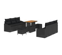 vidaXL Set da Giardino 9 Pezzi con Cuscini in polirattan Nero. Ha Piedi Regolabili, è Resistente alle intemperie e ha Un Design modulare. Perfetto per Interni ed Esterni, Offre Una Seduta Comoda. Mob