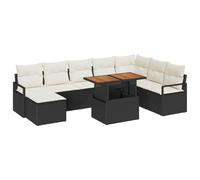 vidaXL Set di Divani da Giardino 9 Pezzi con Cuscini Rattan Poli Nero