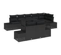 vidaXL Set Divano da Giardino 9 Pezzi con Cuscini Mobili da Giardino Modulari Espandibili per 8 Persone Nero Resistente ai Raggi UV e Funzione di Stoccaggio, per Patio, Balcone, Terrazza, Tavolo Se