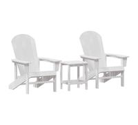 vidaXL Set da Giardino a 3 Pezzi Bianco in Hdpe Resistente alle Intemperie Design con Doghe Braccioli Perfetti per il Relax all'Aperto Panchina Seduta Mobili da Patio Acqua per Giardini Design Contem