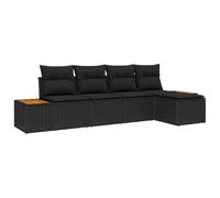 vidaXL Set da Giardino a 5 Pezzi con Cuscini in Rattan Nero. Perfetti per Patio e balconi. Hanno i Piedi Regolabili e Sono Facili da Mantenere. Design modulare per Un Comodo Spazio di Seduta, Ideali