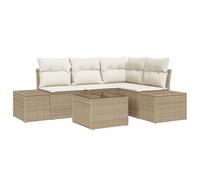 vidaXL Set di 5 divani da giardino con cuscino, marrone, in polyrattan, resistente alle intemperie, elegante, per esterni, balcone, mobili ad angolo, patio sezionale