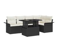 vidaXL Set Divano da Giardino da 6 Pezzi con Cuscini Nero Polyrattan Soluzione di Seduta Comoda per Spazi Esterni Finitura Testurizzata Divano Sezionale Mobili da Terrazza Modulare Balcone
