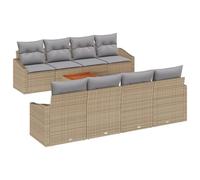 vidaXL Set da Giardino a 7 Pezzi con Cuscini Beige in Polyrattan Acacia
