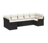 vidaXL Set di Divano da Giardino a 7 Pezzi con Cuscini Moderno in Rattan Sintetico Nero e Panna Resistente alle Intemperie per Uso Esterno Fino a Persone Ideale per Patio Divano Modular Quattro Posti