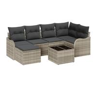 vidaXL Set di divani da Giardino 7 Pezzi con Cuscini Grigio Rattan Sintetico
