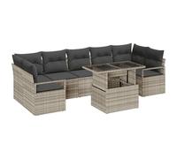 vidaXL Set da Giardino a 8 Pezzi con Cuscini Grigio Chiaro in Rattan Sintetico - Design Modulare per 6 Persone, con Piedi Regolabili. Mobili Ideali per Il Balcone e la Terrazza nella Bella Stagione!