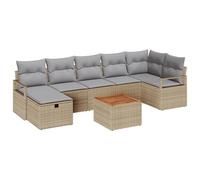 vidaXL Set da Giardino 8 Pezzi con Cuscini in Rattan Polimerico Beige, Divano da Giardino a 2 Posti con Cuscini in Rattan Polimerico Beige