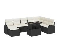 vidaXL Set di Divani da Giardino 9 Pezzi con Cuscini Beige e Nero Polyrattan Mobili da Esterno Regolabili per Relax in Patio e Balcone Seduta Angolare Divano Sezionale Modulare Tavolo da Caffè per Qua