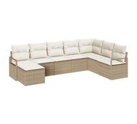 vidaXL Set da Giardino Composto da 8 Pezzi con Cuscini Beige in polirattan. È modulare e Resistente alle intemperie, Ideale per Stare all'aperto. Perfetto per Creare Angoli Confortevoli su balconi e
