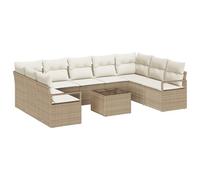 vidaXL Set da Giardino con 10 Pezzi e Cuscini Marroni in Rattan Sintetico. Comodo per 6 Persone, ha Piedini Regolabili ed è Resistente alle intemperie. Perfetto per Il Relax all'aperto. Mobili da pa