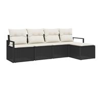 vidaXL Set da Giardino con 5 Pezzi e Cuscini Neri in Rattan Sintetico, per Esterno, Divano Lounge Modulare Intrecciato