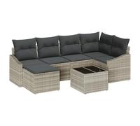 vidaXL Set Divano da Giardino 7 Pezzi con Cuscini Grigi in polyrattan