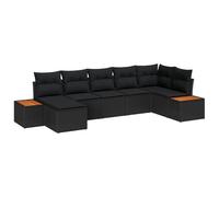 vidaXL Set da Giardino con 7 Pezzi e Cuscini Eleganti. È Un Divano Moderno all'aperto in Rattan Sintetico Nero, Perfetto per patii e balconi. Ha Anche opzioni di stoccaggio ed è modulare.