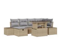 vidaXL Set da Giardino con 7 Pezzi e Cuscini Grigio Chiaro in Rattan Sintetico. Mobili da Esterno con Spazio di stoccaggio, Perfetti per balconi e Ampi spazi. Ideali per momenti di Relax in 6. Divan