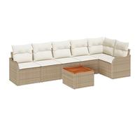 vidaXL Set da Giardino con 7 Pezzi e Cuscini in Rattan Sintetico Beige, Perfetto per Rilassarsi all'aperto. Ha Un Design modulare Che Si Sistema Facilmente, Ideale per patii e balconi, e può Essere