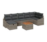 vidaXL Set di Divano da Giardino da 8 Pezzi con Cuscini Grigio Polyrattan Seduta Esterno Modulabile Stoccaggio per Balcone Patio Lounge Mobili d'Angolo