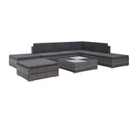 vidaXL Set da giardino con cuscini, 8 pezzi, grigio polyrattan, mobili da terrazza o terrazza, modulare e confortevole
