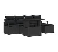 vidaXL Set da Giardino con Divano a 6 Pezzi, Cuscini in Rattan Nero, Arredamento per Esterni con Piedi Regolabili per Patio e Balcone. Perfetto per Una sistemazione Lounge Moderna e per Rilassarsi.
