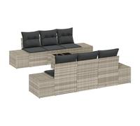 vidaXL Set da Giardino con Divano a 7 Pezzi, Cuscini Grigio Chiaro in Rattan Sintetico. Arredo Moderno per Esterni, dal Design Elegante. Perfetto per Il Tuo Giardino, Patio o Salotto modulare. Super