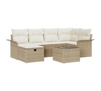 vidaXL Set da Giardino con Divano a 7 Pezzi e Cuscini Beige in Rattan Sintetico. Arredamento Modular per 5 Persone. Resistente alle Intemperie. Design Comodo per Giardini e Patii. Spazio Relax in Te