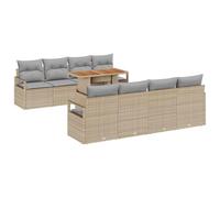vidaXL Set da Giardino con Divano da 9 Pezzi e Cuscini Beige in Rattan Sintetico, Design Modulare Regolabile e Resistente alle Intemperie. Collezione di Mobili da Patio alla Moda, Perfetto per Il Tu