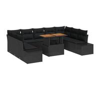 vidaXL Set di divani da Giardino da 10 Pezzi con Cuscini Neri e Marroni in polyrattan, Seating modulare all'aperto con Storage per Patio, Divano e Sedia a 3 posti
