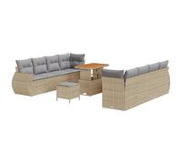 vidaXL Set da Giardino da 11 Pezzi con Cuscini Beige in Rattan Sintetico Grigio Chiaro, Resistente ai Raggi UV. Design Modulare per Relax e Divertimento all'Aperto. Mobili per Terrazza e Patio.