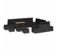 vidaXL Set da Giardino da 13 Pezzi con Cuscini Neri in polyrattan per sedute all'aperto, Design modulare per Patio e Giardino. Mobili 3 posti PE