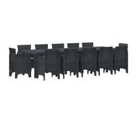 vidaXL Set da Giardino da 13 Pezzi in Antracite con Cuscini, Resistente ai Raggi UV, in Rattan Sintetico, per 12 Persone. Perfetto per L'Estate in terrazza, sul Patio e per Fare Festa.
