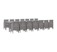 vidaXL Set da Pranzo da Giardino 15 Pezzi con Cuscini Grigio Chiaro Polyrattan, Tavolo da Giardino Grigio Chiaro 250x100x73 cm Polyrattan, Tavolo da Giardino Grigio Chiaro 150x100x73 cm