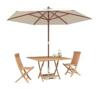 vidaXL Set da giardino da 3 pezzi, marrone in legno di teak massiccio, set da pranzo all'aperto, mobili moderni per giardino, tavolo rotondo, collezione resistente alle intemperie
