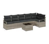 vidaXL Set da Giardino da 7 Pezzi con Cuscini Grigi, Realizzato in Rattan Sintetico Intrecciato. Ha Piedini Regolabili ed è Perfetto per patii, balconi e Giardini. Mobili da terrazza per Un Lounge m