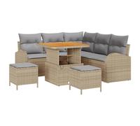 vidaXL Set da Giardino da 8 Pezzi con Cuscini Beige in Rattan Sintetico e Acacia. Perfetto per l'uso all'aperto, ha Un Design Moderno Intrecciato a Mano, è Resistente alle intemperie e ha Piedini re
