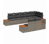 vidaXL Set da Giardino da 8 Pezzi con Cuscini Grigi in Rattan Sintetico Resistente agli Agenti atmosferici. Ha Un Design modulare Perfetto per balconi e Patio, Comodo per ospitare Fino a 6 Persone.