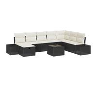 vidaXL Set Divano da Giardino 9 Pezzi con Cuscini Nero Polyrattan Sezionale Modulari da Esterno Mobili Confortevoli per Patios Balconi Include Funzione di Stoccaggio Lounge Patio Quattro Posti