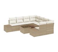 vidaXL Set di 9 divani da giardino per esterni, con cuscino, in polyrattan, colore nero e bianco, rettangolare, per 8 posti, ideale per balconi e terrazze, divano modulare, resistente alle intemperie