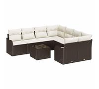 vidaXL Set da Giardino da 9 Pezzi con Cuscini in Rattan Sintetico Marrone. Mobili Modulari per Il Patio, Soggiorno e Relax in Terrazza Moderna.