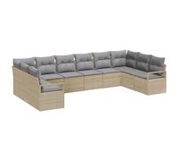 vidaXL Set da Giardino di 10 Pezzi con Cuscini Beige in Rattan di Polietilene per Otto Persone. Design Modulare per Spazi Esterni, Comfort Imbottito e Tessuto Resistente alle Intemperie. Perfetto PE