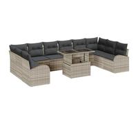 vidaXL Set di Sofà da Giardino da 11 Pezzi con Cuscini Grigio Chiaro in Polyrattan